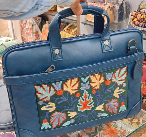 Kashmiri Embroidered Leather Laptop Bags - Image 2