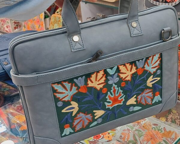 Kashmiri Embroidered Leather Laptop Bags - Image 3