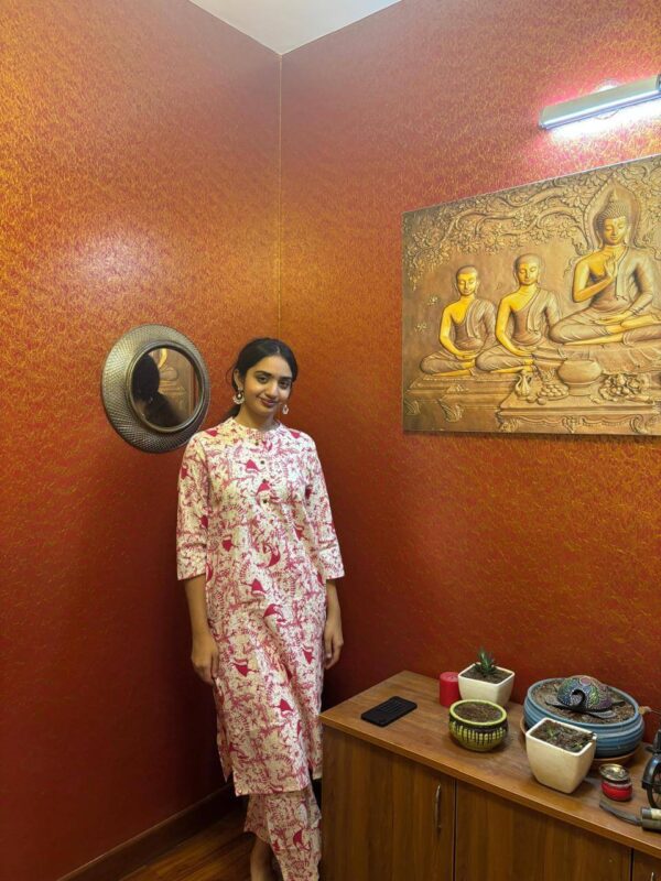 Bagru Print Cotton Kurti Pant Set | Ethnic Comfort Wear - Image 3