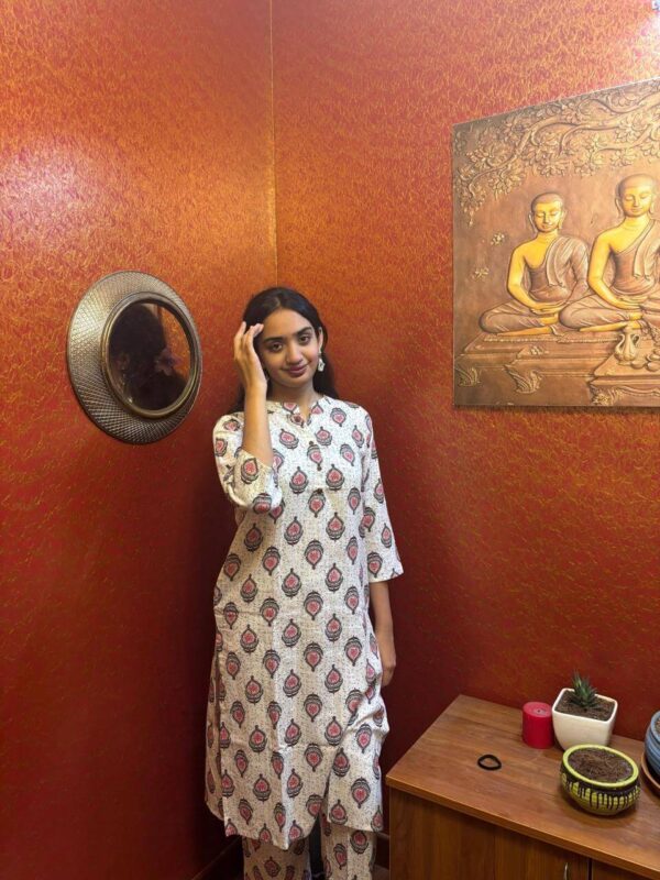 Bagru Print Cotton Kurti Pant Set | Ethnic Comfort Wear - Image 4